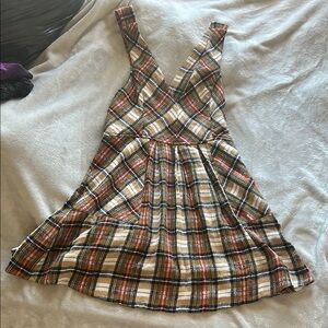 Free People Multicolor Plaid V-Neck Dress